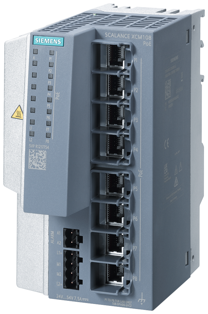 [Imagem SCALANCE XCM108POE (8X100 MBIT/S RJ45, POE), SWITCH IE NÃO GERENCIADO 6GK51080PA002AC2 SIEMENS]