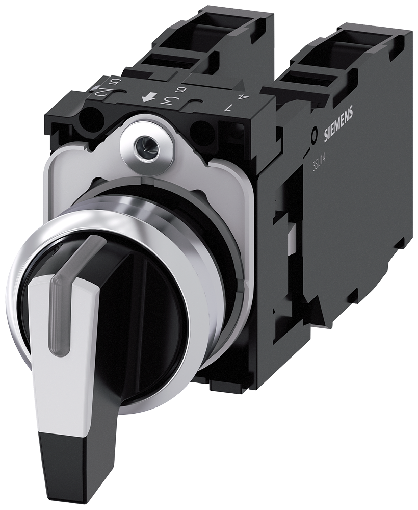 INTERRUPTOR COM MANÍPULO 22MM REDONDO METAL ALTO BRILHO BRANCO TECLA CO 3SU11502CM601NA0 SIEMENS