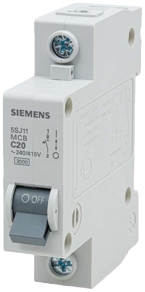 [Imagem DISJUNTOR MINI MONOPOLAR 20A 3KA 220/380V 5SJ11207MB SIEMENS]