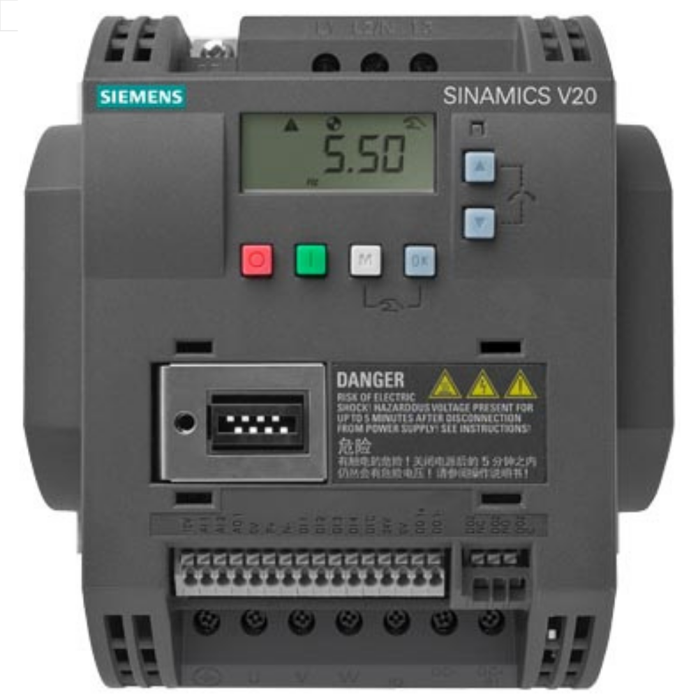 [Imagem INVERSOR DE FREQUÊNCIA TRIFÁSICO 1,5KW 4,1A 380/480V 47/63HZ SINAMICS V20 6SL32105BE215UV0 SIEMENS]