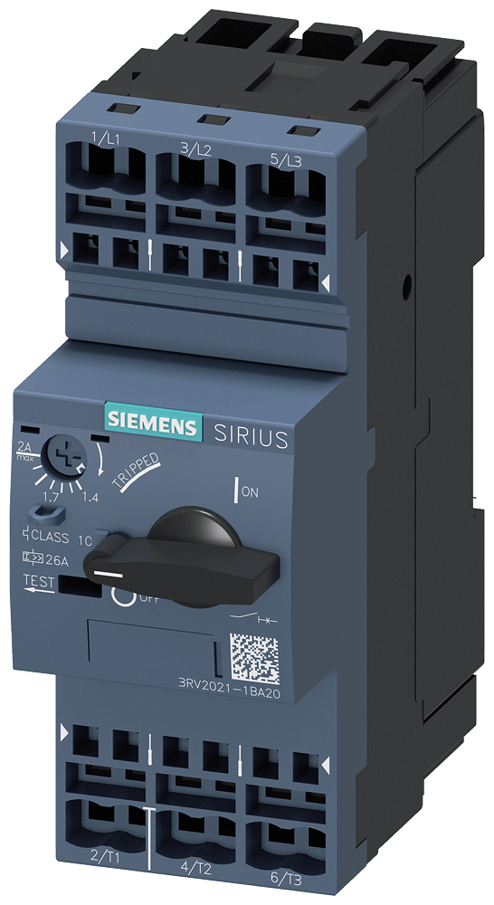 DISJUNTOR TAMANHO S0 PARA A PROTEÇÃO DE MOTOR CLASSE 10 DISPARADOR A 1,42 3RV20211BA20-ZX95 SIEMENS