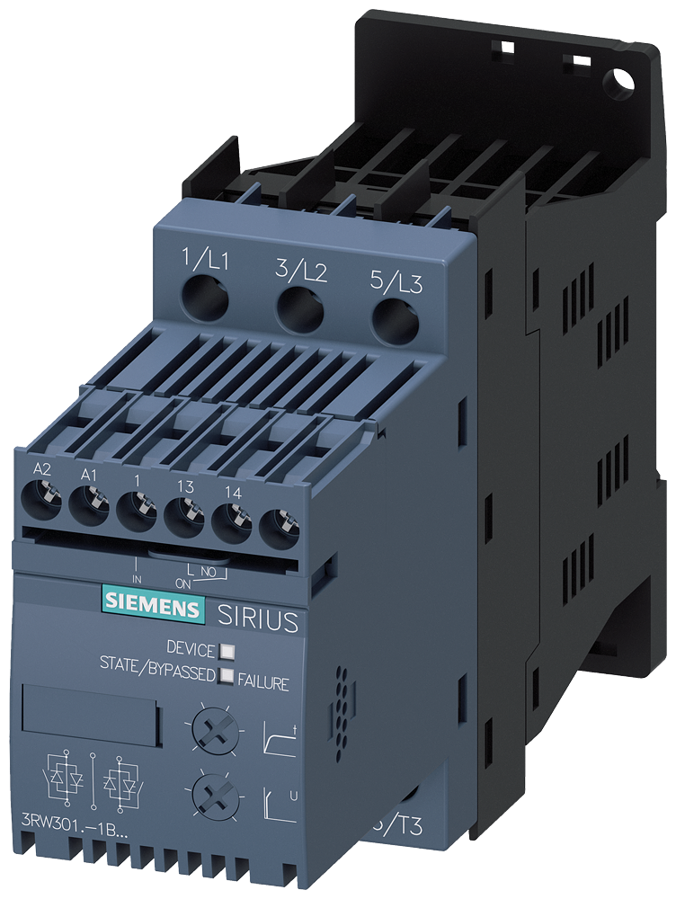 [Imagem SOFT STARTER TRIFÁSICO 4KW 9A 200/480V 50/60HZ 3RW30161BB14 SIEMENS]