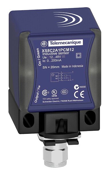 [Imagem SENSOR INDUTIVO CUBICO 12-48VCC PNP 1NA TELEMECANIQUE XS8C2A1PCM12]