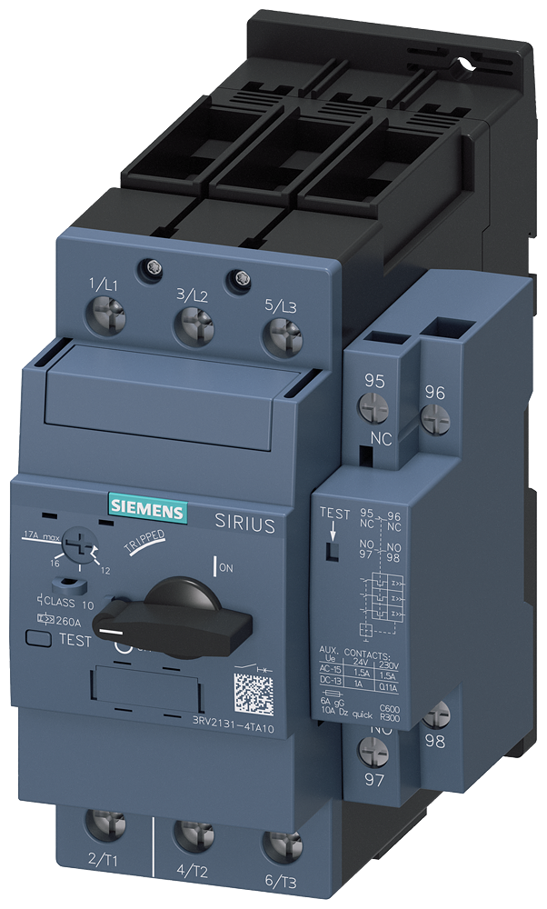 CHAVE DE POTÊNCIA S2 PROTEÇÃO DO MOTOR CLASS 10 DISJUNTOR A 12-17A DISJU 3RV21314TA10 SIEMENS