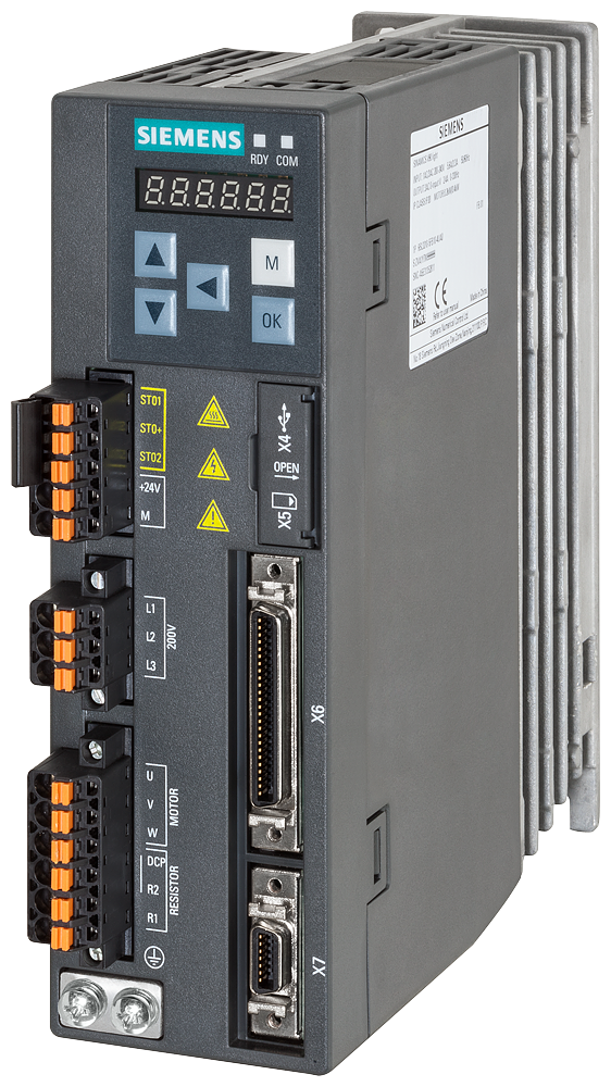 [Imagem SERVO DRIVE MONOFÁSICO 0,4KW 2,6A 200/240V 45/66HZ IP20 SINAMICS V90 6SL32105FB104UA1 SIEMENS]