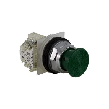 [Imagem BOTÃO COGUMELO METÁLICO Ø30MM Ø35MM VERDE NA+NF 9001KR24GH13 SCHNEIDER]