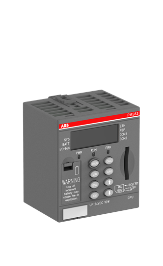 [Imagem CONTROLADOR LOGICO PROGRAMAVEL 24VCC UNIDADE CENTRAL PROCESSAMENTO C/1024KB PROGRAMACAO E 1024KB DADOS PM583-ETH ABB 1SAP140300R0271]