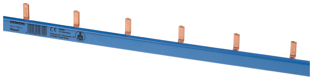 [Imagem PINO-SS 1PH 10MM2, 54UD AZUL BARRAMENTO DE PINOS, 1 FASE RETO 10MM2, 54UD 5ST37652 SIEMENS]