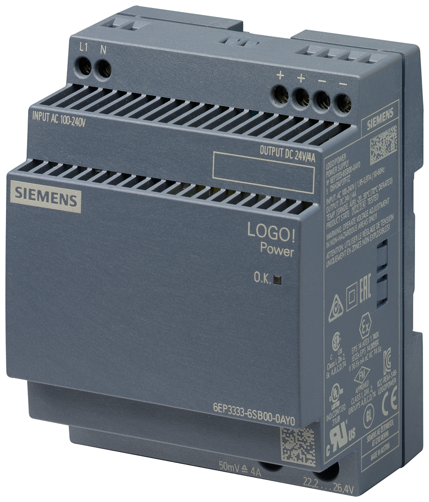 [Imagem FONTE DE A,LIMENTAÇÃO ESTABILIZADA LOGO!POWER 100/240V CA SAÍDA 24VCC/4A 6EP33336SB000AY0 SIEMENS]