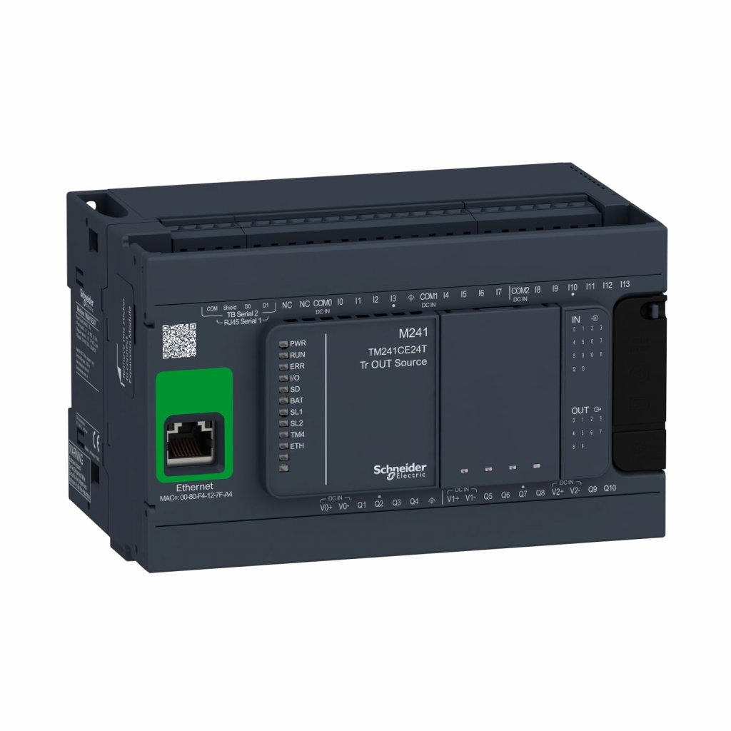 [Imagem CONTROLADOR LÓGICO PROGRAMÁVEL 24E/S TRANSISTOR PNP 24VCC TM241CE24T SCHNEIDER]