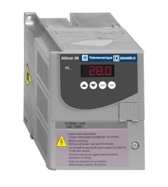 [Imagem INVERSOR  DE FREQUÊNCIA MONOFÁSICO 0.75KW 4.8A 200/240V 50/60HZ ATV28HU18M2 SCHNEIDER]