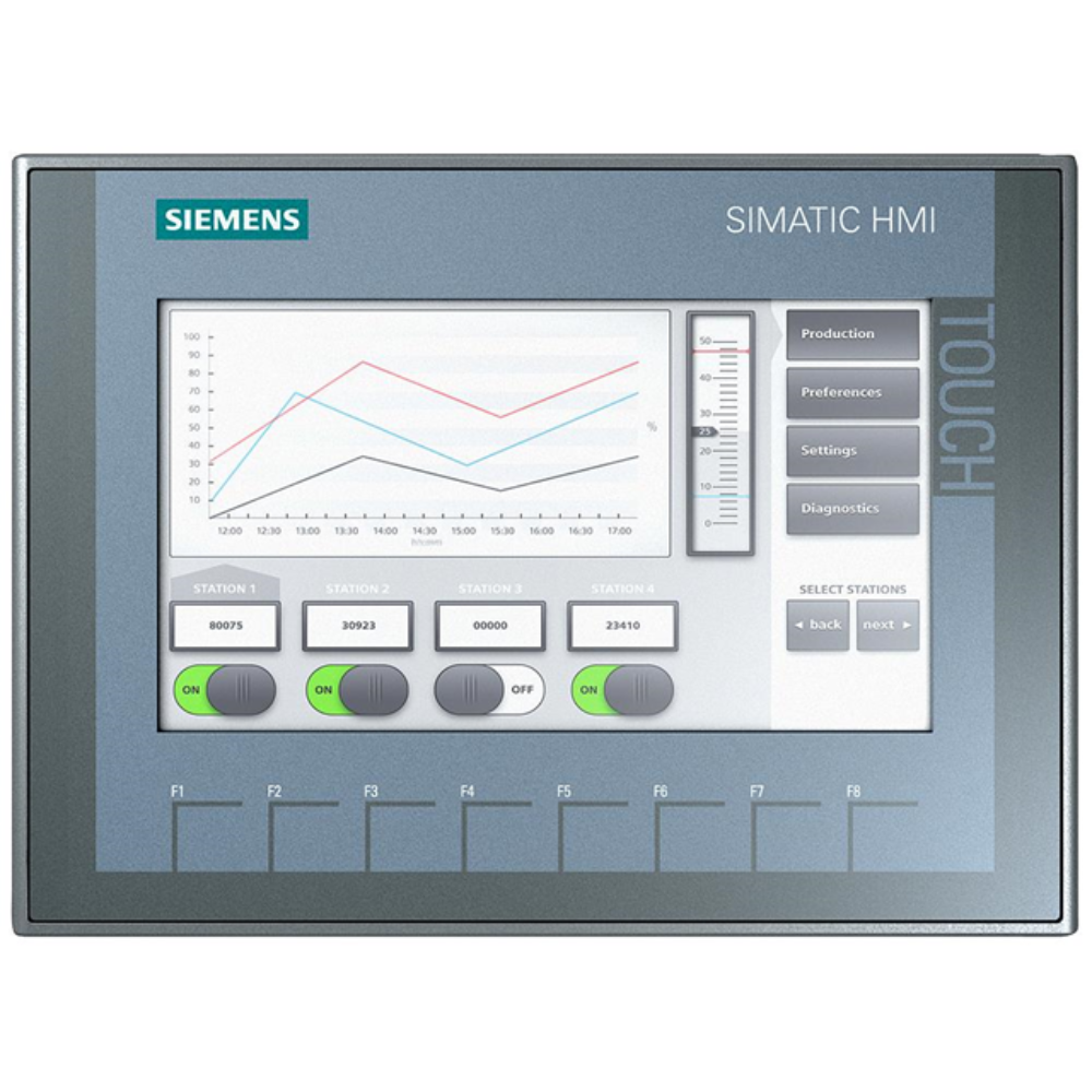 [Imagem PAINEL BÁSICO OPERAÇÃO POR TECLA/TOUCH DISPLAY TFT 7" KTP700 6AV21232GB030AX0 SIEMENS]