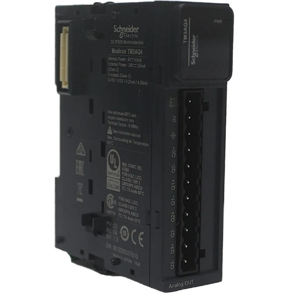 [Imagem MÓDULO SAÍDA ANALÓGICA 4S 12 BITS 24VCC IP20 TM3AQ4 SCHNEIDER]