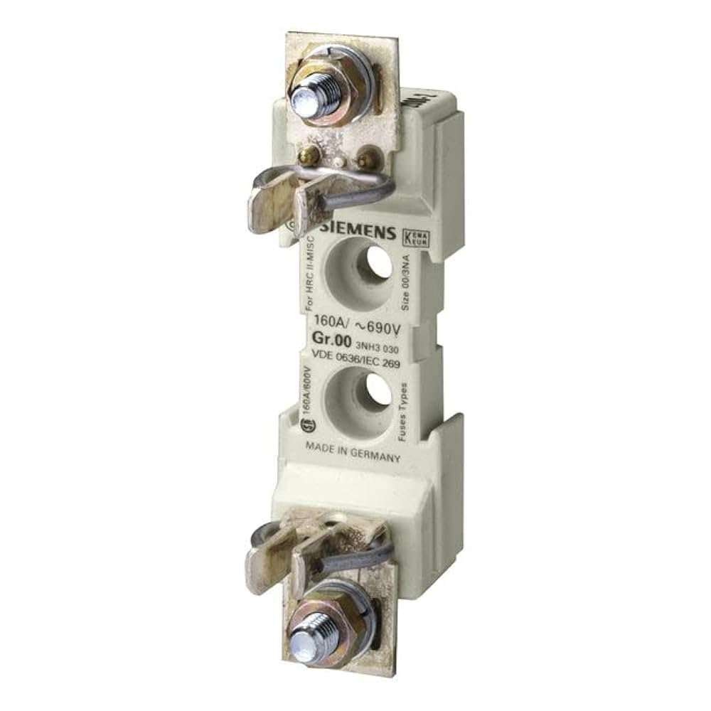 [Imagem BASE FUSÍVEL MONOPOLAR NH 000/00 160A 690VCA 3NH30300RC SIEMENS]