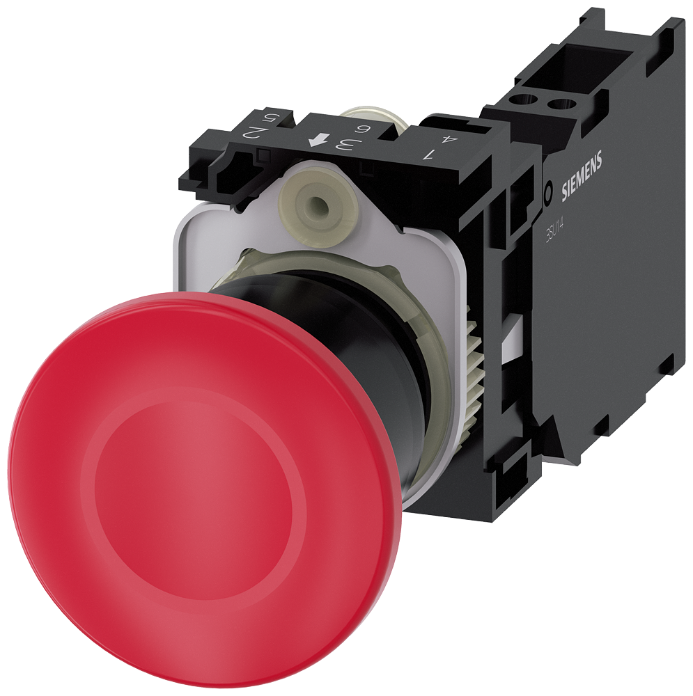 BOTÃO TIPO COGUMELO 22 MM REDONDO PLÁSTICO VERMELHO 40 MM DE ENCAIXE D 3SU11001BA203FA0-ZY19 SIEMENS