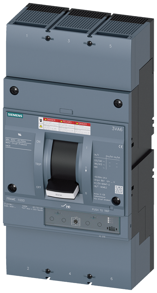 DISJUNTOR UL FRAME 1000 800 A DE 3 POLOS ETU3 AM ABOS DE 3VA65801MS360AA0 SIEMENS