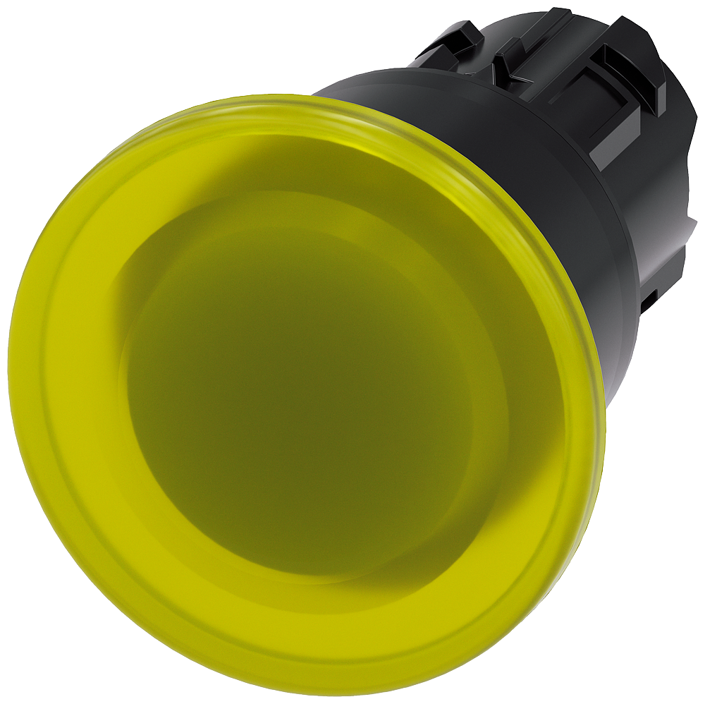 BOTÃO LUMINOSO EM FORMA DE COGUMELO 22 MM REDONDO PLÁSTICO AMARELO 40 MM 3SU10011BA300AA0-ZX90 SIEMENS