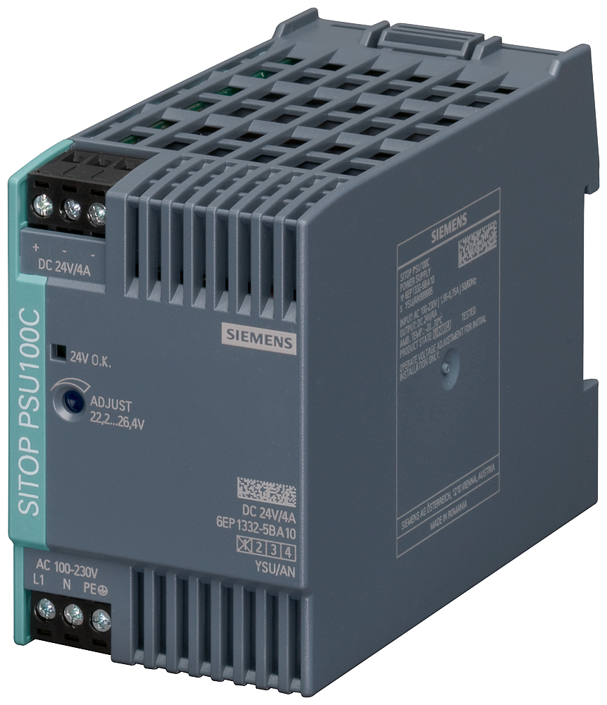 [Imagem do produto FONTE DE ALIMENTAÇÃO SITOP PSU100C 24V 4A 6EP13325BA10 SIEMENS]
