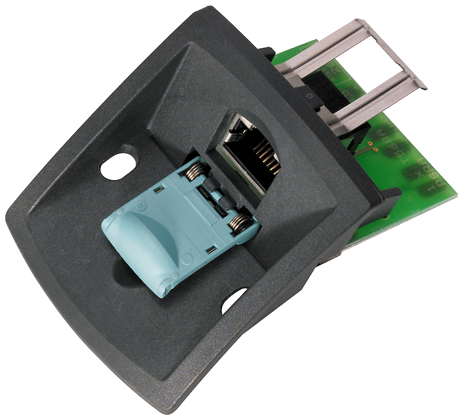 [Imagem INSERTO IE 1GE, CONJUNTO TROCA PARA MÓDULO DE BASE OUTLET MODULAR RJ45, 4 UNID. 6GK19011BK000AA2 SIEMENS]