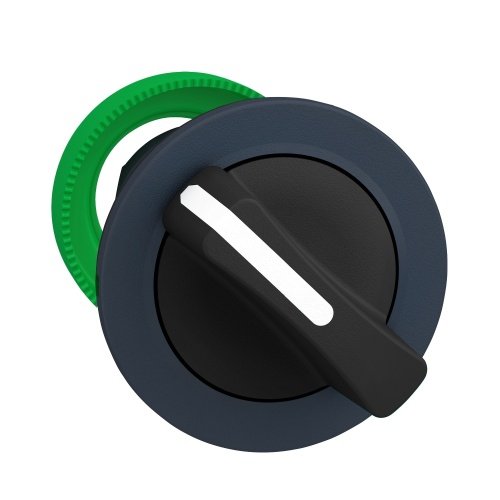 [Imagem CABEÇOTE PARA CHAVE SELETORA ANTIMICROBIANA FACEADA Ø30MM PLÁSTICO 2 POSIÇÕES RETORNO POR MOLA MANOPLA CURTA PRETO SCHNEIDER]