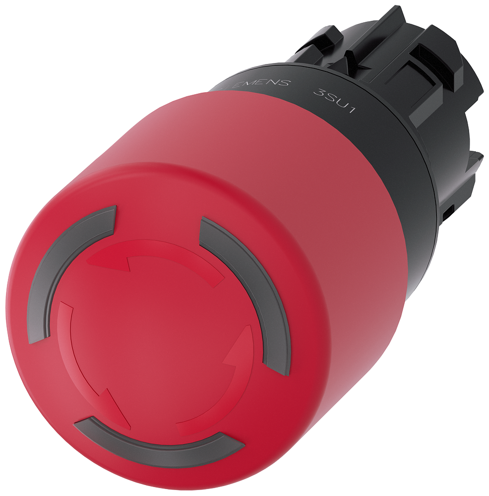 BOTÃO DE PRESSÃO DE PARADA DE EMERGÊNCIA EM FORMA DE COGUMELO ILUMINÁVEL 22 3SU10011GB200AA0-ZY10 SIEMENS