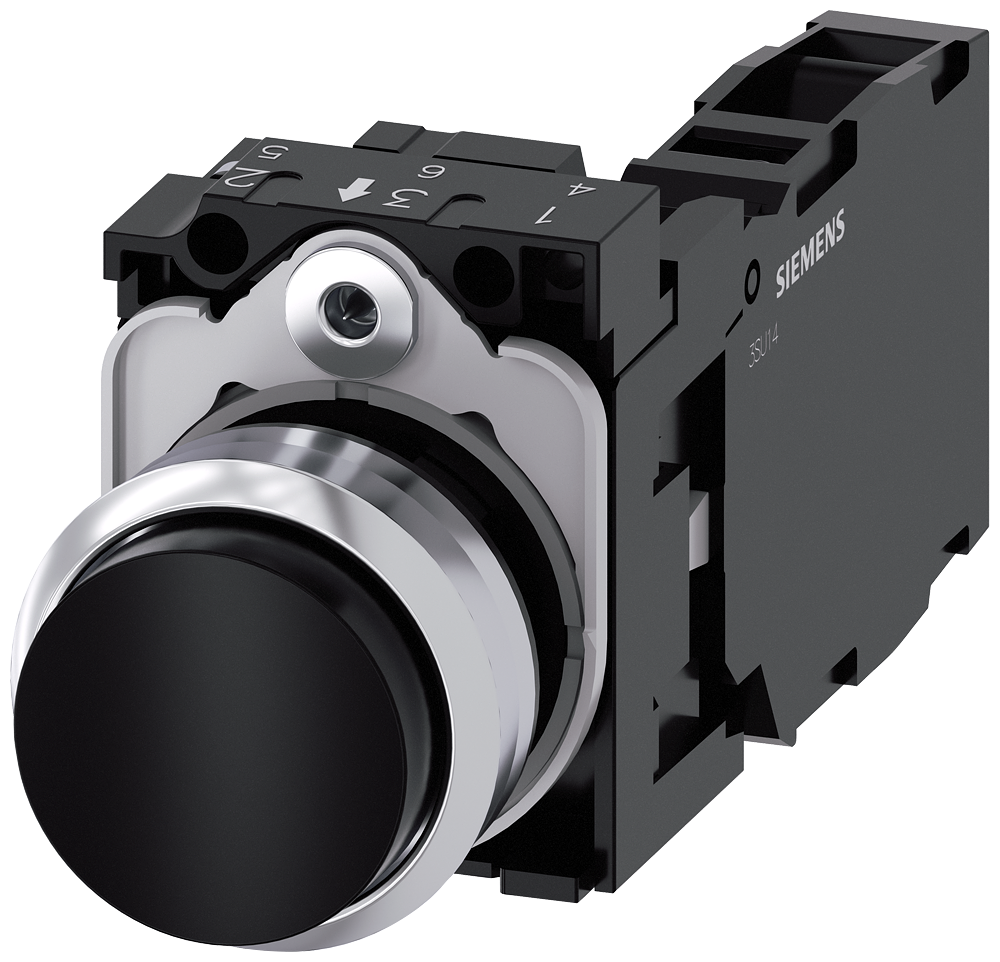 BOTÃO 22 MM REDONDO METAL DE ALTO BRILHO PRETO BOTÃO DE PRESSÃO ALTO 3SU11500BB101FA0-ZY13 SIEMENS