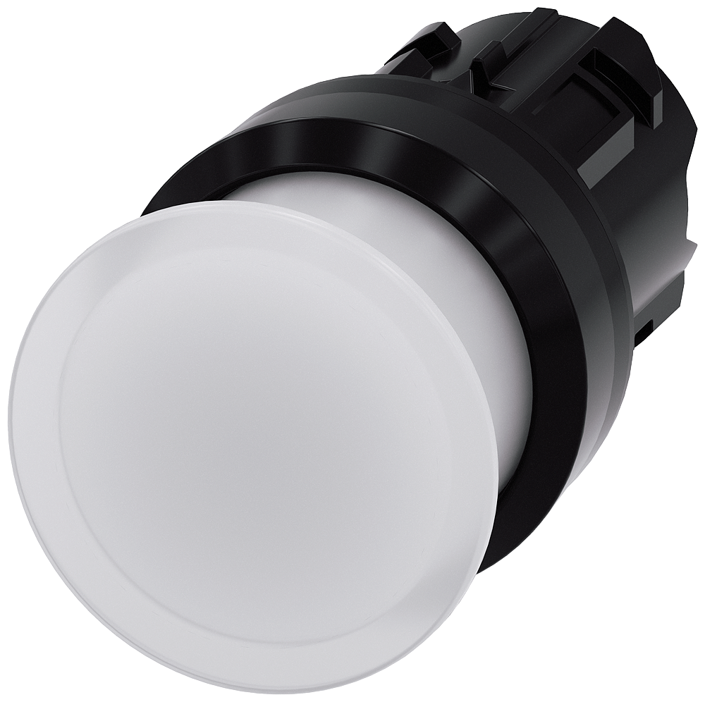 BOTÃO LUMINOSO EM FORMA DE COGUMELO 22 MM REDONDO PLÁSTICO BRANCO 30 MM, 3SU10011AD600AA0-ZY10 SIEMENS