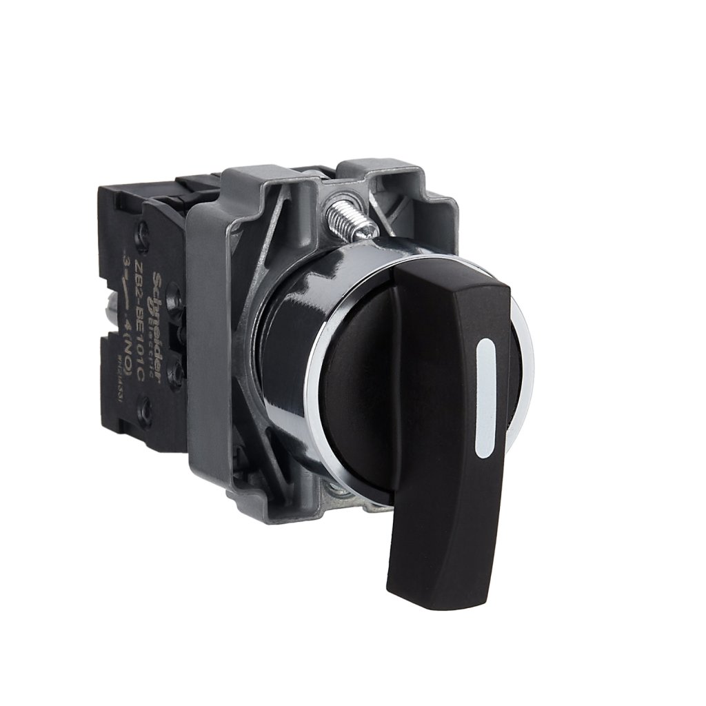 [Imagem do produto EASY HARMONY XB2 SELECTOR SWITCH METAL BLACK Ø22 LONG HANDLE 3 POSITIONS SPRING RETURN TO CENTER 2 NO XB2BJ53C SCHNEIDER]