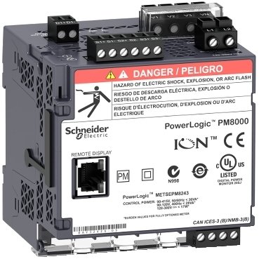 [Imagem MEDIDOR DE QUALIDADE DE ENERGIA POWERLOGIC PM8000 PADRÃO TRANSDUTOR 512 MB 256 S/C METSEPM8213 SCHNEIDER]