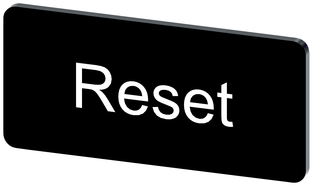 [Imagem do produto PLACA DE IDENTIFICAÇÃO 12,5X27MM, PLACA PRETO, INSCRIÇÃO: RESET 3SU19000AC160DU0 SIEMENS]