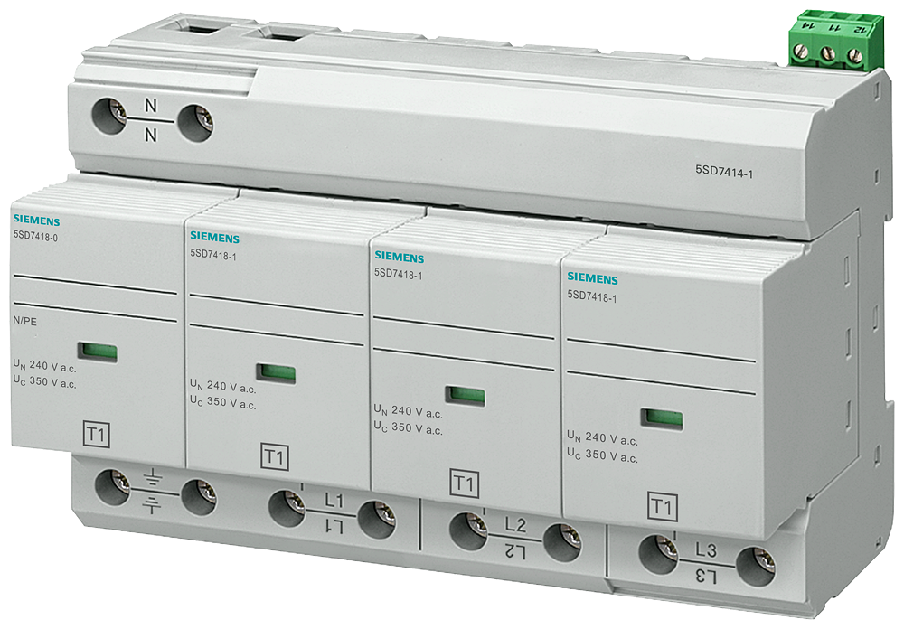 [Imagem PARA-RAIOS TIPO 1 CLASSE DE REQUISITO B, UC 350V MÓDULOS DE PROTEÇÃO ENCAIXÁVEIS 5SD74141 SIEMENS]