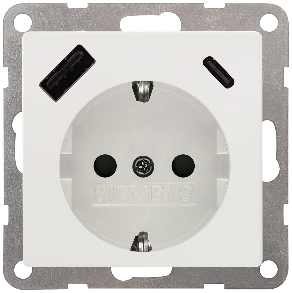 TOMADA SCHUKO USB 2 USB A+C MÁX. 18 W BRANCO TITÂNIO 5UB19701TW01 SIEMENS