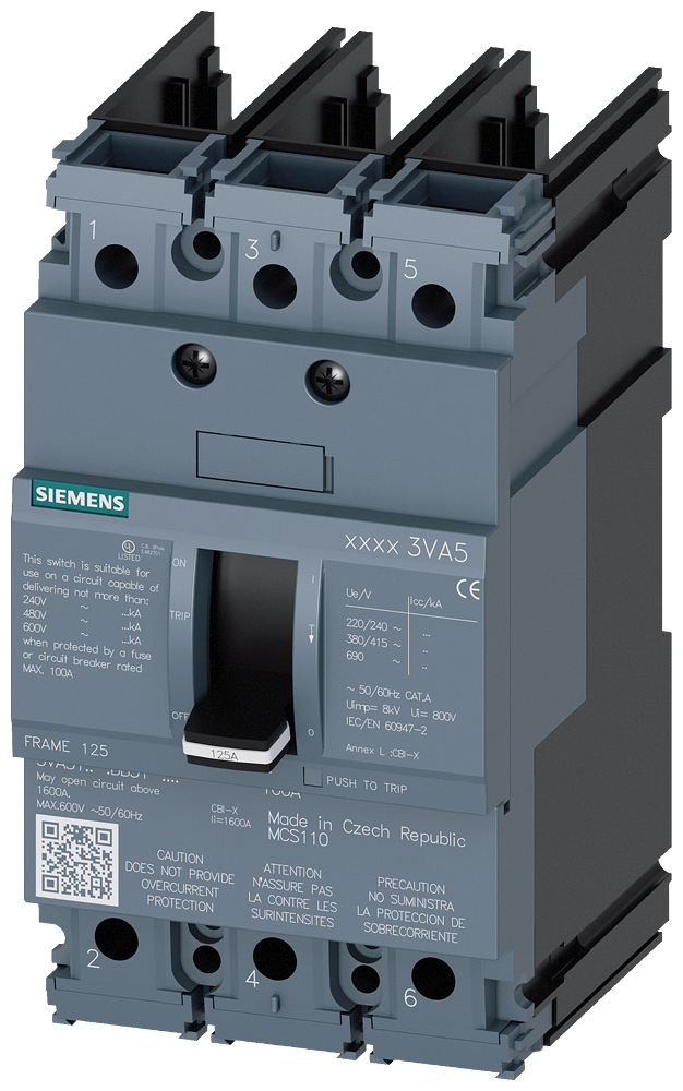 MOLDED CASE SWITCH UL FRAME 100 A DE 3 POLOS 65 KA SEM CONEXÃO 3VA51101BB310AA0 SIEMENS