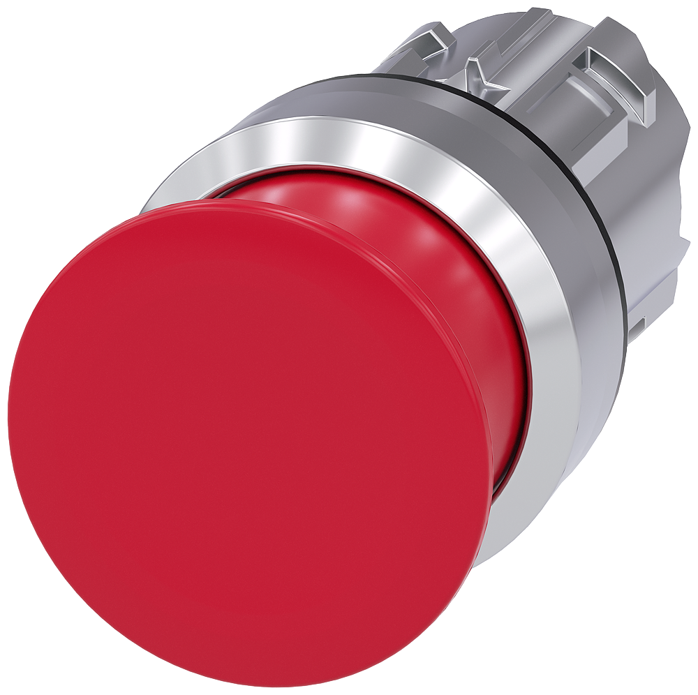 BOTÃO TIPO COGUMELO 22 MM REDONDO METAL DE ALTO BRILHO VERMELHO 30 MM 3SU10501AD200AA0-ZY19 SIEMENS