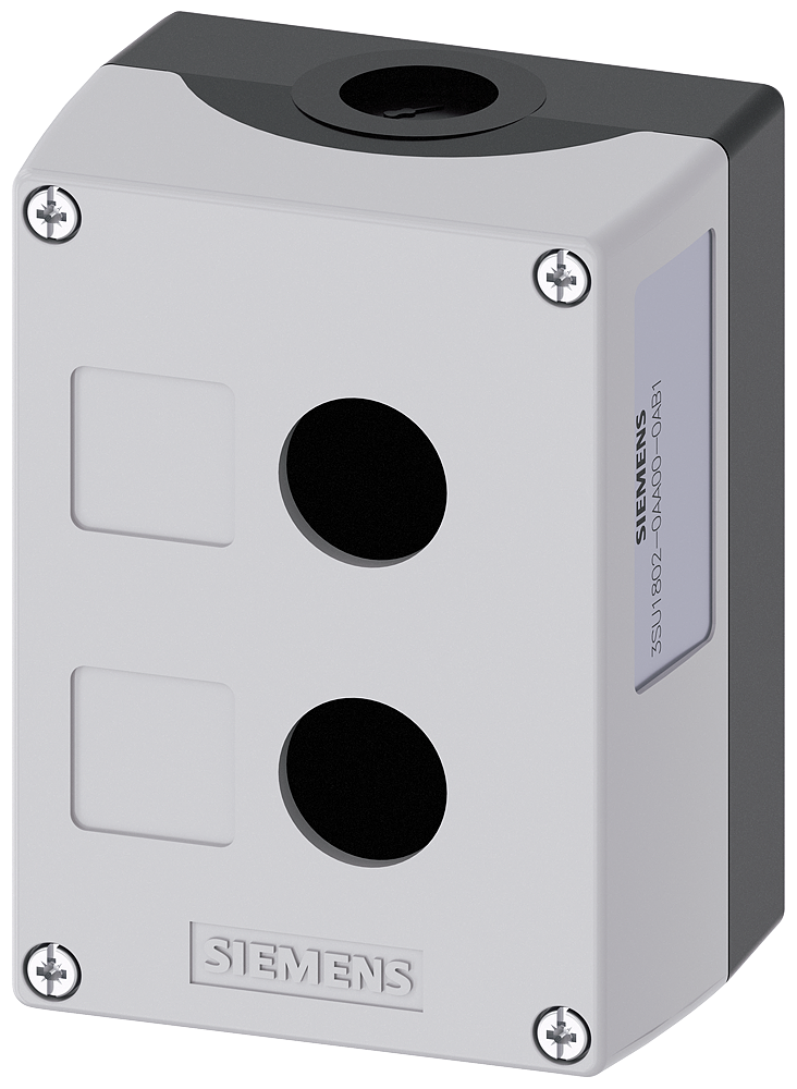 [Imagem BOTOEIRA VAZIA PLÁSTICA PRETO 2 FUROS 22MM 3SU18020AA000AB1 SIEMENS]