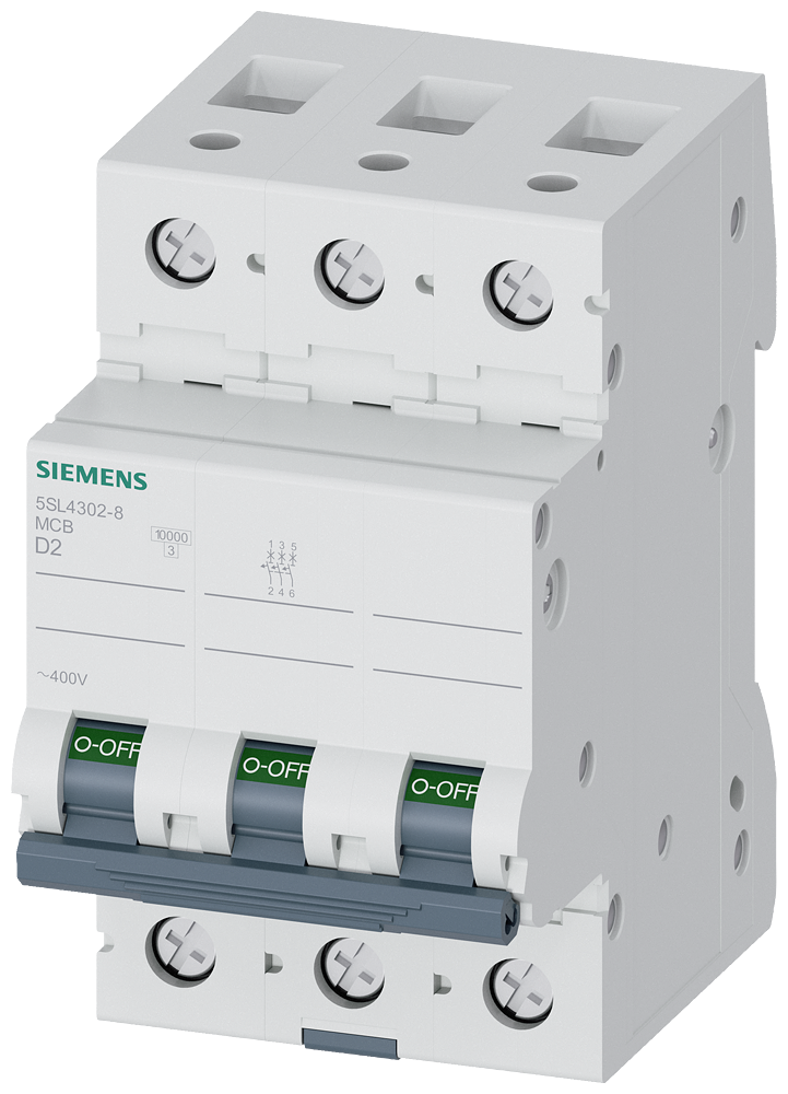 DISJUNTOR DE POTÊNCIA 400 V 10 KA 3 POLOS D 2A 5SL43028 SIEMENS