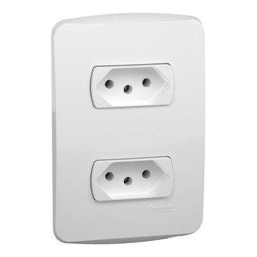 [Imagem CONJUNTO 2 TOMADAS 2P+T 10A 250V BRANCO MILUZ  ELECTRIC S3B60440 SCHNEIDER]