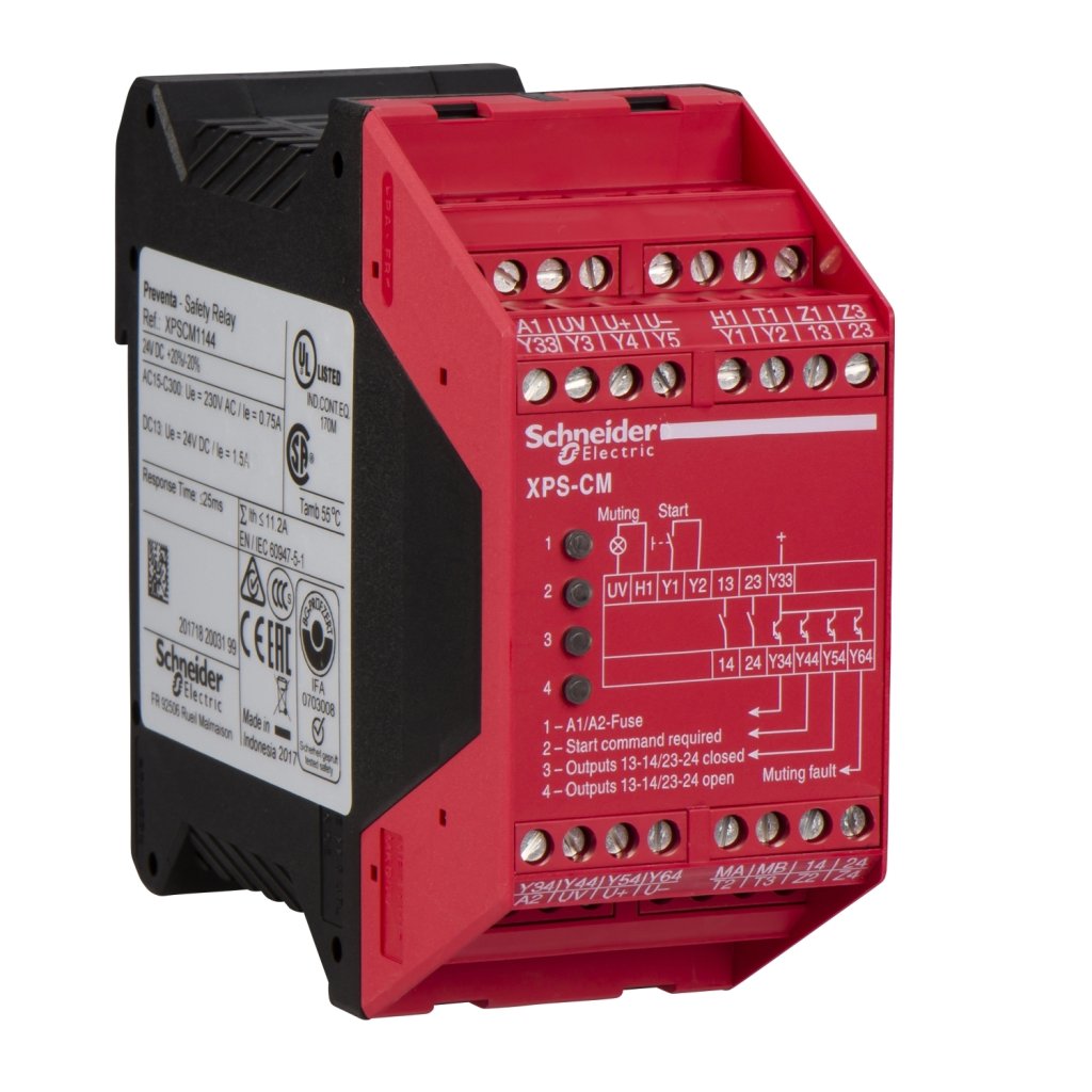 [Imagem do produto RELÉ DE SEGURANÇA CORTINA DE LUZ PL C / SILCL 1 CONECTOR PARAFUSO 24 VCC XPSCM1144 SCHNEIDER]