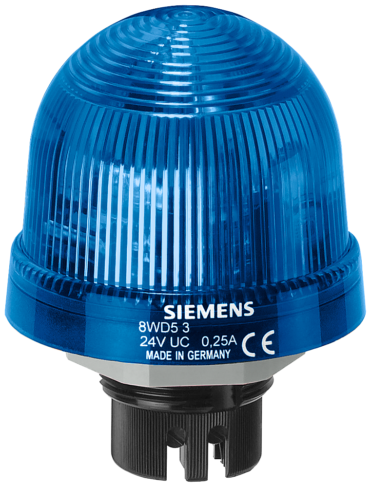 LÂMPADA DE MONTAGEM LUZ PERMANENTE COM LED INTEGRADO AZUL 24V CA/CC 8WD53205AF SIEMENS
