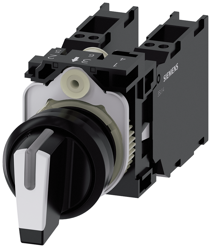 INTERRUPTOR COM MANÍPULO ILUMINÁVEL 22MM REDONDO PLÁSTICO PRETO BRANCO, 3SU11002BL603LA0 SIEMENS