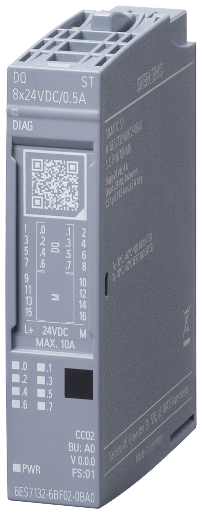 [Imagem MÓDULO DE SAÍDA DIGITAL PARA ET 200SP COM 8 SAÍDAS 24VCC 0.5A SIMATIC DP 6ES71326BF010BA0 SIEMENS]