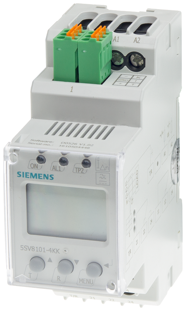 [Imagem APARELHO DE CORRENTE DE FALHA MODULAR TIPO B, 230VAC,LCD, 50/60 HZ,IDN 30MA-1 5SV81014KK SIEMENS]