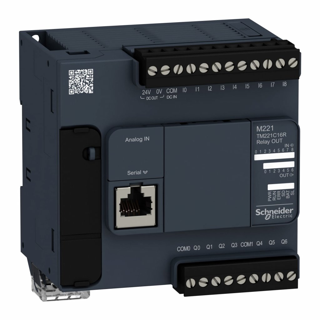 [Imagem CONTROLADOR LOGICO PROGRAMÁVEL MODICON M221, 16 E/S, SAÍDA A RELE. TM221C16R SCHNEIDER]
