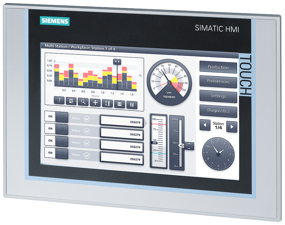 [Imagem PAINEL COMFORT OPERAÇÃO POR TOUCH TFT DISPLAY 9" TP900 PROFINET DP SIMATIC 6AV21240JC010AX0 SIEMENS]