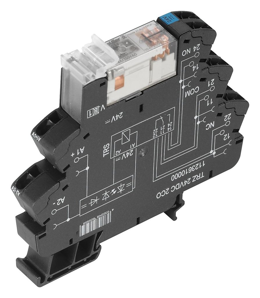 [Imagem do produto ACOPLADOR RELE 2REV 24VCC C/ LED (MOLA) 1123610000 WEIDMULLER]