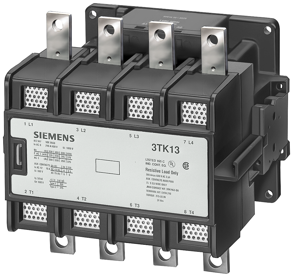 CONTATOR CA-1 DE 4 POLOS 800A CONTATOS PRINCIPAIS 4NO CONTATOS AUXILIARES 3TK15420AU0 SIEMENS