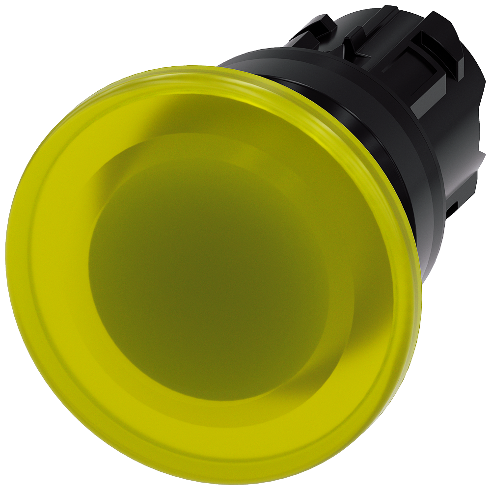 BOTÃO LUMINOSO EM FORMA DE COGUMELO 22 MM REDONDO PLÁSTICO AMARELO 40 MM 3SU10011BD300AA0-ZY12 SIEMENS
