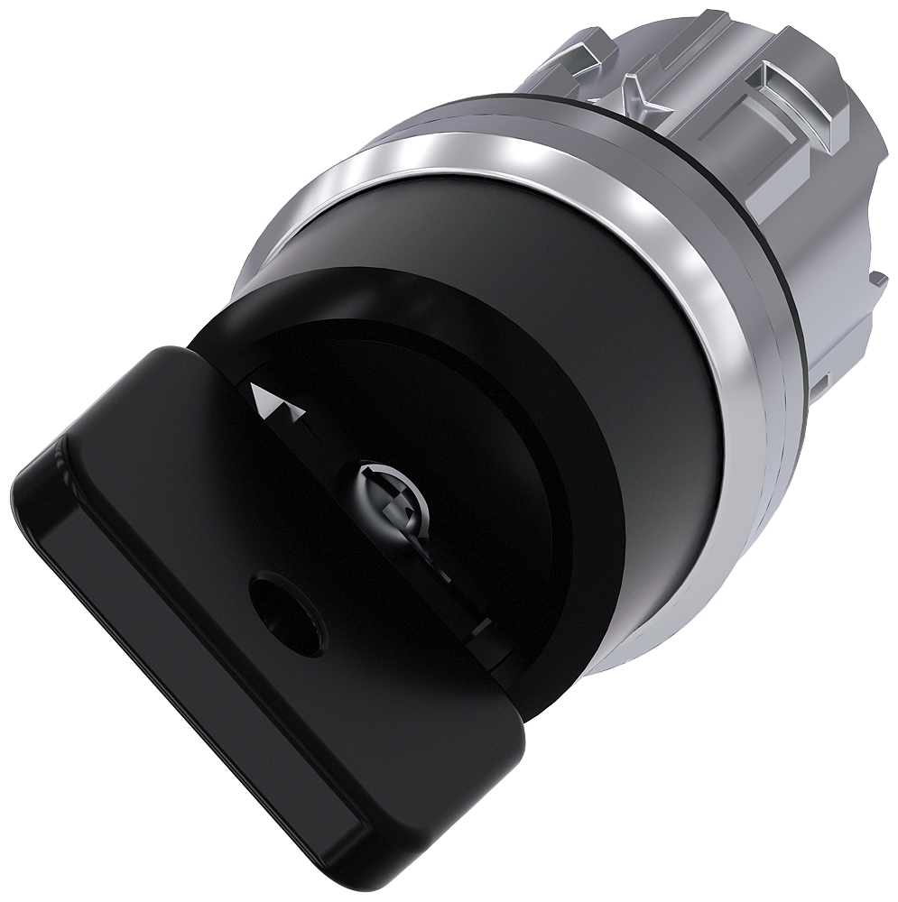 [Imagem do produto INTERRUPTOR DE CHAVE O.M.R, 22MM REDONDO, METAL BRILHANTE PRETO RETIRADA DA C 3SU10504HF210AA0 SIEMENS]