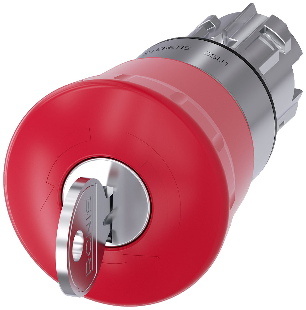 [Imagem do produto BOTÃO COGUMELO DE PARADA DE EMERGÊNCIA, 22MM, REDONDO, METAL, BRILHANTE, VERM 3SU10501HG200AA0 SIEMENS]