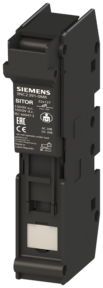 [Imagem do produto SITOR PORTA-FUSÍVEIS 22X 127 63A 1500V CA/CC 1000V DE 1 POLO 3NC23910MK SIEMENS]